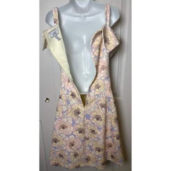 Belle Badgley Mischka Nori Off Shoulder Floral Scuba Dress, Lilac Multi, Size 0 - Picture 6 of 10